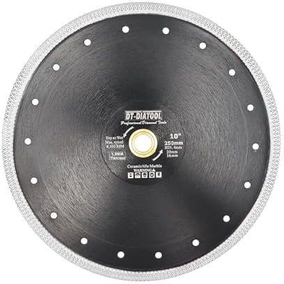 DT-DIATOOL Disque à Tronçonner Diamante 250 mm x 25,4 mm/20 mm/16mm Lame de Scie avec X Maille Turbo pour Porcelaine Tuile Marbre Céramique Granit