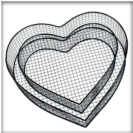 Kieskönig Herz Gitter XL Pflanzschale Grabschmuck Grabgestaltung Friedhof 42x40x10 cm aus Metall für innen und außen schwarz