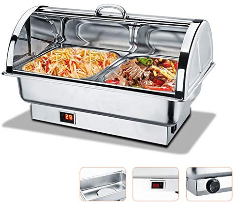Aprilhp Warmhaltebehälter Essen - Chafing Dish Elektrisch Speisenwärmer Edelstahl Buffetwärmer Catering Wärmebehälter mit GN Behälter und Rolldeckel - Elektrische Heizunggn 1/2