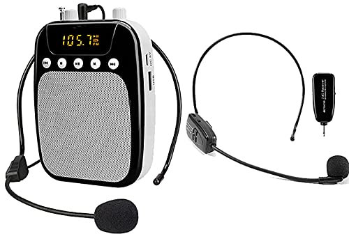 OYZY Amplificateur Vocal avec Micro sans Fil et Casque Micro Filaire, Haut-Parleur Vocal 10 W Haut-Parleur Bluetooth Portable Système de sonorisation Rechargeable, Prise en Charge de l'enregistrement