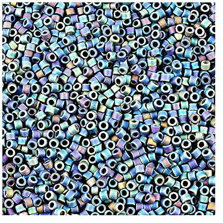 5 g Miyuki Delica Rocailles Seed Beads, 11/0 (1.6 mm) Matte Black AB (Miyuki Delica Rocailles Samenperlen Schwarz Matt AB)