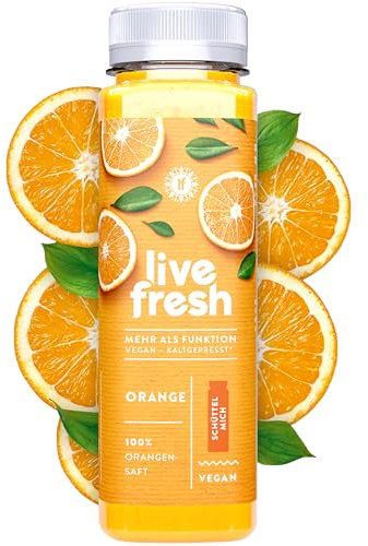 LiveFresh Orangensaft Kaltgepresst¹ – 12x250ml – 100% Orangen Direktsaft ohne Zusätze – Nicht erhitzt – In Deutschland hergestellt
