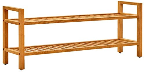 vidaXL Eichenholz Massiv Schuhregal mit 2 Etagen Schuhablage Regal Schuhschrank Schuhständer Schuhaufbewahrung Schuhe Organizer 100x27x40cm