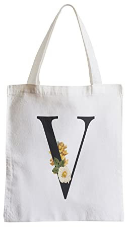 Fabulous Große Einkaufstasche Tragetasche V Victoria Valérie Vivienne Brief Alphabet Vorname Blumen