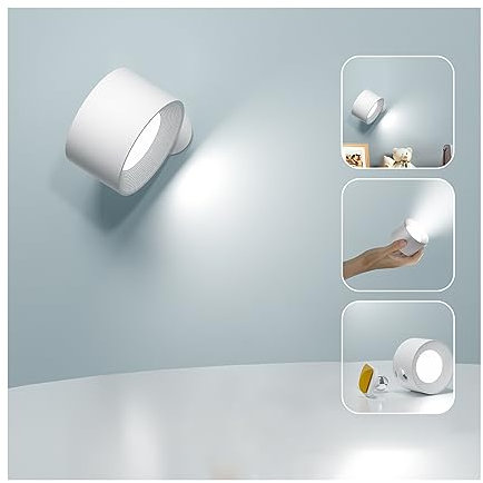 Feallive Wandleuchte für den Innenbereich, LED-Wandleuchte mit USB-Ladeanschluss, Touch-Steuerung, 3 Helligkeitsstufen, 3 Temperaturen, drehbar, 360 °, Nachttischlampe für Schlafzimmer