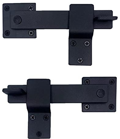 Fpz-bd 2 Stück robuste 14 cm Schmiedeeisen-Türriegel, massives Metall-Flip-Latch für Holz-Scheunentüren/Zäune für mehr Sicherheit und Privatsphäre (schwarz)