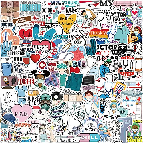 100pcs Doctor Stickers,Medical Science Equipment Stickers,Human Body Organ Anatomy Map Decals for Water Bottles Laptop Luggage Cup Computer Phone Skateboard Doctor Nurse Waterproof Vinyl Stickers