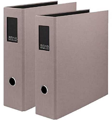 Rössler Papier 1317452499-2 - S.O.H.O Ordner DIN A4, 2 Stück, mit Hebelmechanik und Rückenschild, Rückenbreite 85 mm, Taupe, 285 x 85 x 320 mm