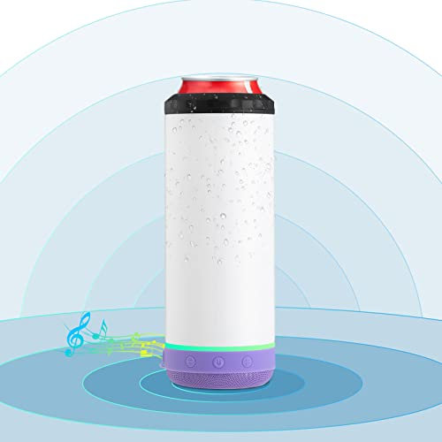 INSTOME Sublimationsdosenkühler mit Lautsprecher, 4-in-1, 473 ml, gerader Musikdosenkühler, isolierter Lautsprecherbecher, Dosenkühler mit abnehmbarem LED-Licht für Sommer, Strandparty (lila)