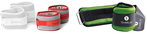 Sveltus Aquaband (la paire), Mixte Adulte, Gris/Rouge, 500 g & 0942_1 kg - Bracelets lestés - lycra 1kg (la paire- 1kg x 2) - Vert