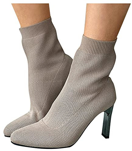 Stivaletti Chelsea Donna Eleganti con Tacco a Spillo Scamosciati Stivali Calzino Morbidi Chunky Pelle Stringati Anfibi Stivaletti Comode Autunnali Invernali Bassi Cowboy Ankle Chelsea Boots