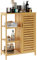 soges Étagères de Rangement Meuble à 4 Niveaux avec Armoire de Rangement en Bambou sur Pied pour Salle de Bain, Salon