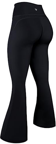 TomTiger Flare Leggings für Damen, Bootcut-Yogahose mit Bauchkontrolle, hohe Taille und weites Bein, Bootcut Black, M