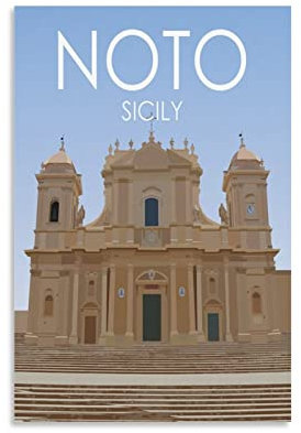 ROBLUX St. Nikolaus-Kathedrale Noto Vintage-Reiseposter Straße 20 x 30 cm Wandkunst-Bild Leinwand-Kunst-Poster Moderne Familien-Schlafzimmer Dekoration Poster
