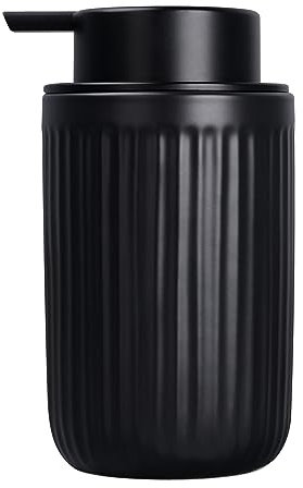 UMLACA Foam Hand Soap Dispenser - Ceramic Black Foaming Soap Dispenser for Bathroom 12oz Refillable Liquid Lotion Soap Dispenser with Rust-Proof foaming Pump for Countertop…