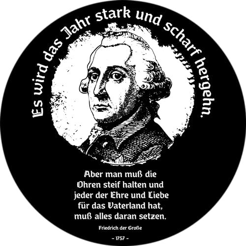 Sammys Shirt Store Es Wird das Jahr stark und scharf hergehn - Friedrich der Große Vinyl-Aufkleber Sticker für Auto wetterfest 10cm