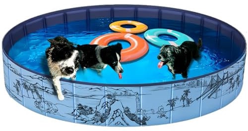 JEASONG Extra große, zusammenklappbare, tragbare Hundebadewanne ist perfekt für Ihre pelzigen Freunde. Der Pool lässt sich für einfache Lagerung und Transport zusammenklappen. Perfekt für den Innen-