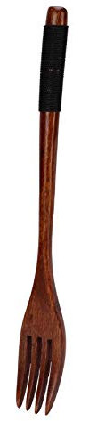 Long Handle Wooden Fork for Barbecue Picnic Camping Parties, Comfortable Grip, Wood Material