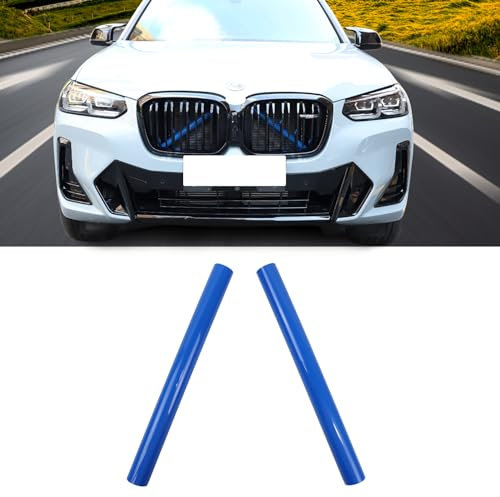 X3 G01 Kühlergrill Streifen Trim für BMW X3 G01 F25 X4 G02 F26 X5 G05 F15 E70 X6 G06 F16 E71 X7 G07, V-Brace Wrap Abdeckungen Grill Streifen Frontgrill Einfassungen Streifen (Blau)