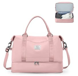 Borsone da Viaggio Donna, 40x20x25 Ryanair Bagaglio a Mano Borsa da Viaggio con Scomparto per le Scarpe, Borsa Sportiva Borsone da Palestra Grande, Borsa da Weekend,Borsa per Ospedale,F3-Rosa