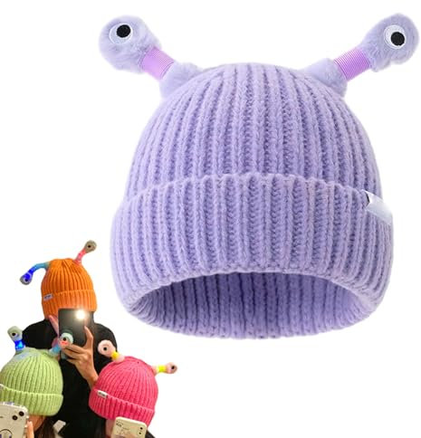Winter Parent-Child Cute Glowing Little Monster Knit Hat, Eltern-Kind leuchtende Monster Strickmütze, LED Beleuchtete Mütze, Lustige Beanie Mütze mit Licht Geschenk für Kinder und Erwachsene (I)