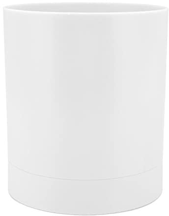 Lwuey Rotating Kitchen Utensil Holder, Countertop Cutlery Organiser with No Tip Weighted Base Dishwasher Safe Storage Pot for Forks Spoons White ABS Space Saving
