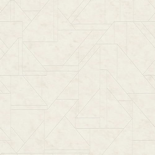 BRICOFLOR Vliestapete weiß creme ideal für Badezimmer und Schlafzimmer Weiße Tapete geometrische Muster hoch waschbeständig