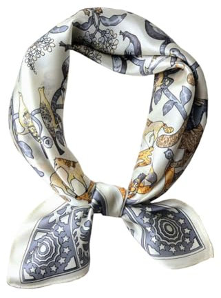 JERLA Schal aus 100 % reiner Maulbeerseide, quadratisch, 67 x 67 cm, für Damen und Herren, natürliche Seide, Halstuch, Kopftuch, Tiergrau, 26.7”X26.7”