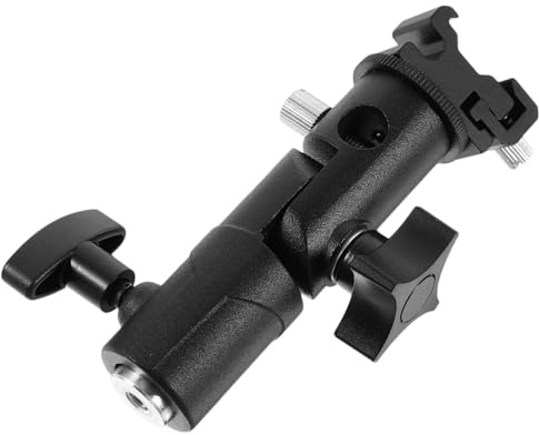 Support de Flash E Type en Aluminium Abs pour Flashes, Réglage 360° | Pince Hotshoe, Prises 1/4 et 3/8, Compatible Trépied Lumière et LED Vidéo