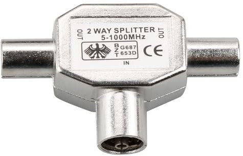 Vanyibro Male to Two Female Coaxial TV Aerial Splitter,T/F Type Adapter Connector Socket for RF Signals