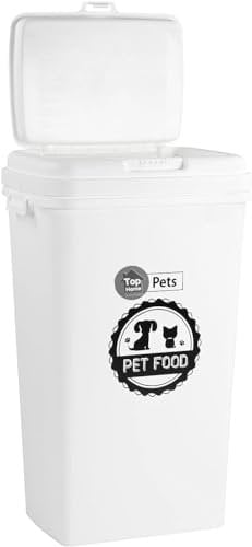 Top Home Solutions® Pet Food Storage Container – 53L/25Kg Plastic Airtight Pet Food Container, Flip Top Locking System, Dry Dog Food Container for Dogs, Cats