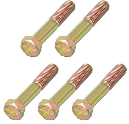 METALLIXITY 5Pzs Tornillos Hexagonales 3/8-24 x 2-1/2 Tornillo Amarillo | Hexagonal, Grado 8 Acero Al Carbono Zincado, Roscado Fino UNF, Para Reparación De Muebles
