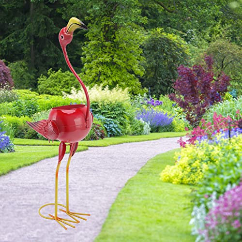 Jardinières en Métal Rose en Forme de Flamant Rose, Décoration de Jardin en Forme d'animal, Joli Pot de Fleurs en Métal, Pots de Fleurs en Forme de Flamant Rose, Décoration