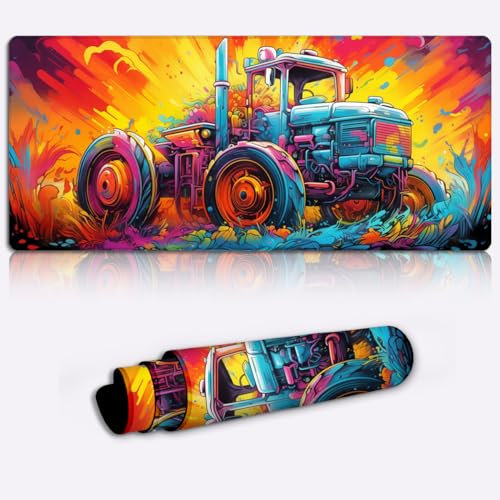 Gaming Mauspad, Bauernhof Traktor, XL Mauspad – Schreibtischunterlage (80 x 30 x 0,3) cm, großes, einzigartiges Gaming Mauspad für Maus, Laptop, PC, Computer, Büro, Gaming, Arbeit