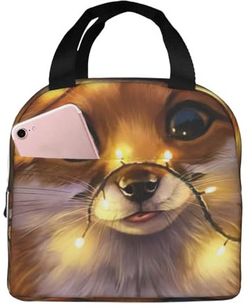 EdWal Bonita lonchera con estampado de zorro para mujeres y hombres, bolsa de almuerzo reutilizable aislada, para el trabajo, viajes, picnic