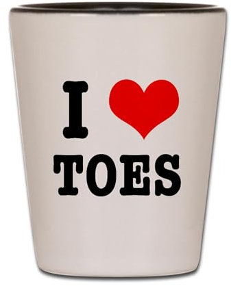 CafePress I Heart (Love) Toes Unique and Funny Shot Glass