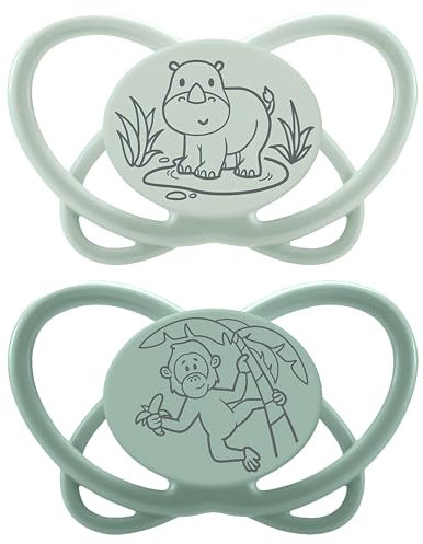 nip - Butterfly | 16-32 Monate | Stillfreundlicher, luftdurchlässiger Babyschnuller für Babys. Nachhaltiger Schnuller mit weichem Silikonsauger, inkl. Schnullerbox | 2 St., Hellgrün/Türkis