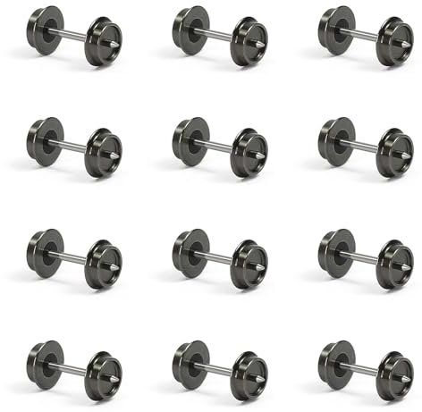 Evemodel 12 Stück Spur N 1:160 Radsätze 33 Metall Achse DC Räder für Modelleisenbahnen
