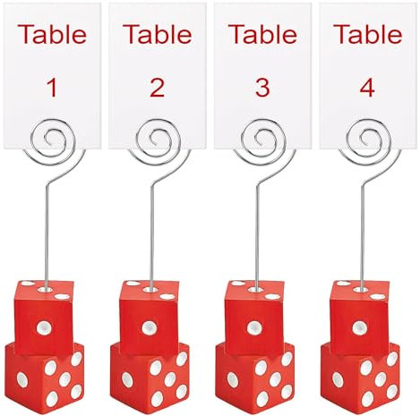 Bunco Tischnummernständer mit Tischnummern 1-4 Perfekt für jede Bunco- oder Casino-Motto-Party. Schwerer roter Acryl-Würfel-Tischnummernständer mit hochwertiger Glanzoberfläche. Bunco Supplies