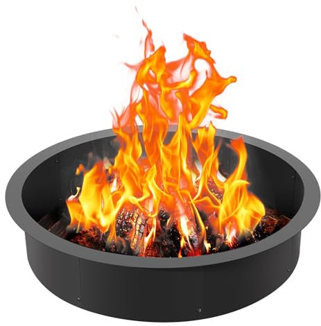 VEVOR Anneau de foyer, diamètre extérieur 1016 mm diamètre intérieur 914,4 mm, hauteur 215,9 mm, doublure en acier au carbone robuste, anneau de feu de camp au-dessus ou sol, pour camping en plein air