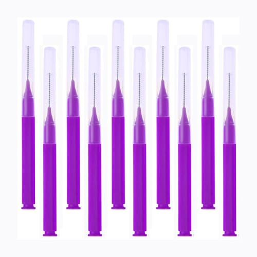 10 Stück Interdentalbürsten, Zahnstocher-Zahnreinigungsbürsten, tragbare Zahnseidebürsten für Zahnspangen, Mundreinigung (lila)