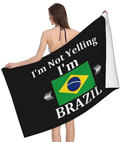 Handtücher Ich Schreie Nicht, Ich Bin Brasilien, Brasilianische Flagge Fitnesshandtuch Ultraleicht Strandtuch One Size Schwimmhandtücher Für Sauna, Sport, Reisen, 80X130Cm