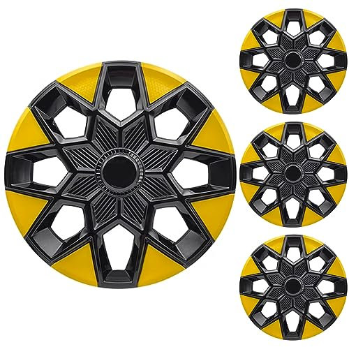 CHAOUYYZ Radkappen, 12 Zoll, Radkappenabdeckungen, Schutz, Autozubehör, Mehrere Farben/Yellow Black