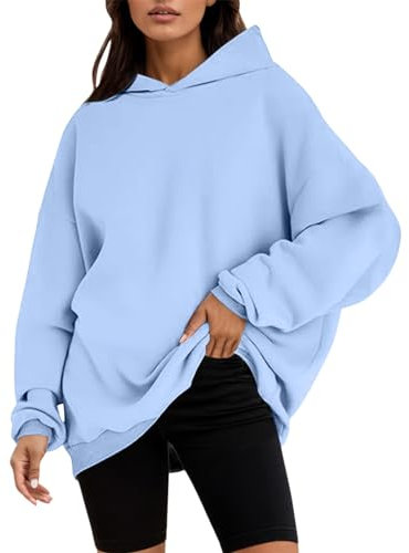 Italienische Mode Damen, Hoodie Damen Oversize Pullover Sweatshirt - Y2K Kapuzenpullover Rundhals Pulli Langarm Sweatjacke Basic Sport Oberteile Mit Tasche Tops Streetwear,S-XXL
