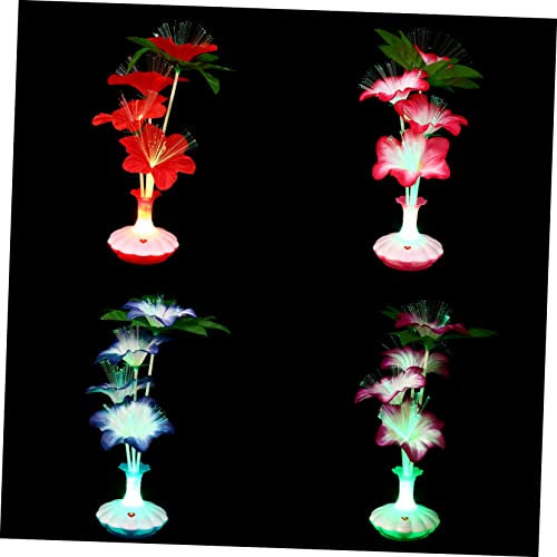 WHAMVOX 4stücke Led Künstliche Leuchtblumen Mit Farbigem Licht Dekorative Tischvase in Blumendesign Batteriefrei Warmes Licht Für Wohn Partydekoration