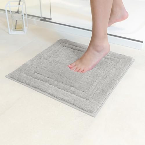 Decomira Tappeto Bagno Antiscivolo | Tappetino bagno super assorbente, lavabile in lavatrice | Per il bagno, la doccia, la vasca da bagno o come tappetino WC | Grigio - 45x45 cm