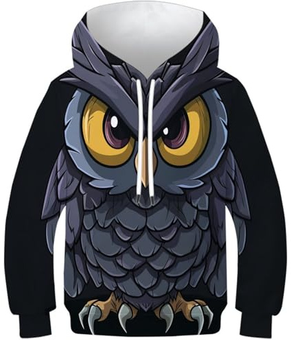 FSMHDG Modischer Kinder Hoodie Geschnittene Eule - 3D Kinder Pullover, Perfektes Kinder Sweatshirt Für Alltagsabenteuer, Ideal Für Jungen Und Mädchen