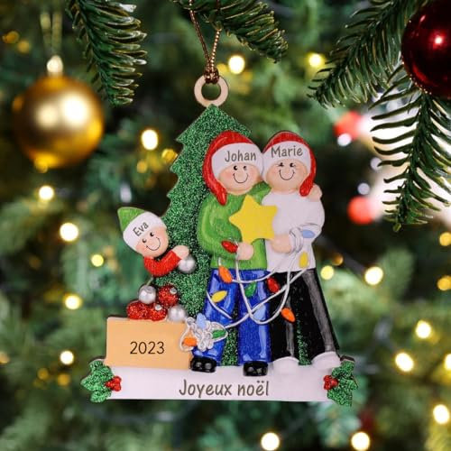 Personalisiert Weihnachtsanhänger mit Gravur von Namen und Text, Weihnachtsdeko Holz, Baumschmuck Weihnachten Weihnachtsbaum Anhänger Weihnachtsdekoration für Zuhause (4 Name)