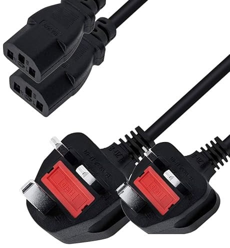 FusionTg Kettle Lead C13 Power Cable - PC, Monitor Cable (Available in 1.5m, 1.8m and 3m) – Durable IEC Cable Power Cord for HP,Acer, ASUS and Samsung (1.5M (Pack of 2))