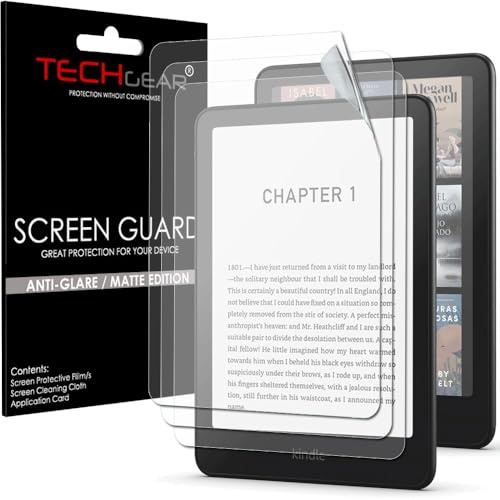 TECHGEAR Displayschutzfolie für 17,8 cm (7 Zoll) Amazon Kindle Paperwhite/Signature/Kids/Kindle Colorsoft (Version 2024 / 12. Generation), blendfrei/matt, 3 Stück